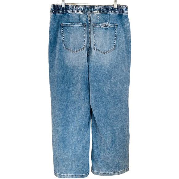PLUS Lane Bryant NEW Distressed Pull On Wide Leg Denim Pant Size 18 - Picture 7 of 9